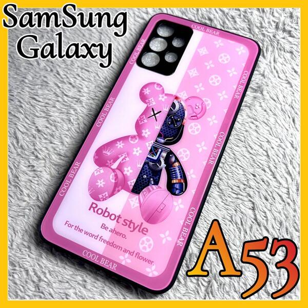 SamSung Galaxy A53 ケース TPU強化カラス ピンク 可愛い お洒落 BEAR カメラ保護 サムスン ギャラクシーA53 カバー 5G SC-53C