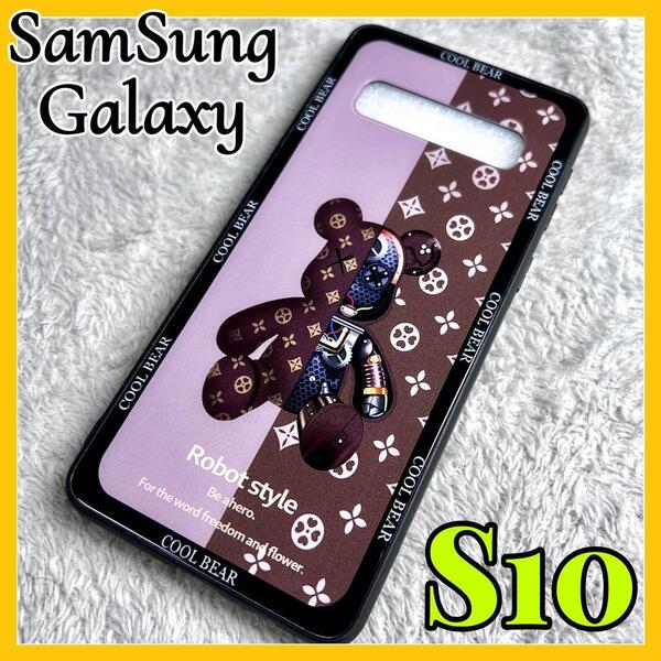 Galaxy s10ケース TPU強化カラス 茶色 可愛い熊 お洒落 BEAR カメラ保護 サムスン ギャラクシーs10用カバー