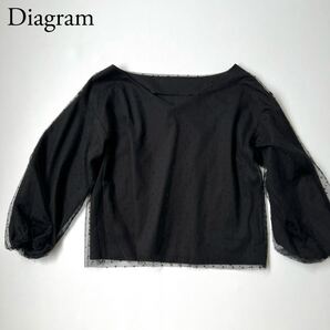 良品 Diagram ダイアグラム GRACE CONTINENTAL グレースコンチネンタル ブラウス チュールトップス Vネック 長袖 ブラック セレモニー 36