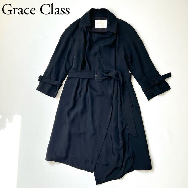 良品 GRACE CONTINENTAL グレースコンチネンタル GRACE CLASS グレースクラス スプリングコート トレンチコート ブラック 38