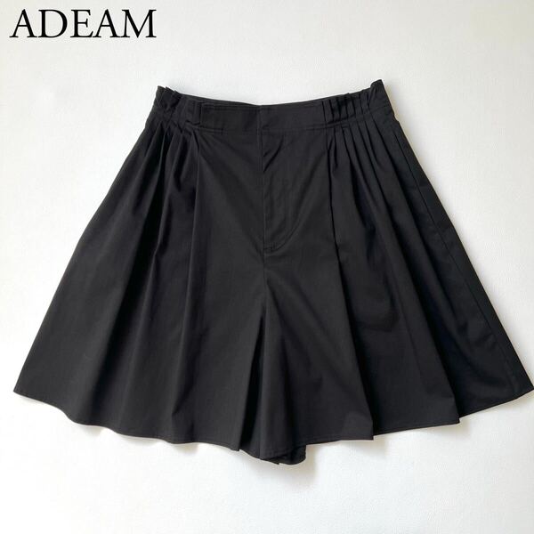 美品 Foxey フォクシー ADEAM アディアム キュロット ショートパンツ タック ハーフパンツ ストレッチコットン 4 レディース