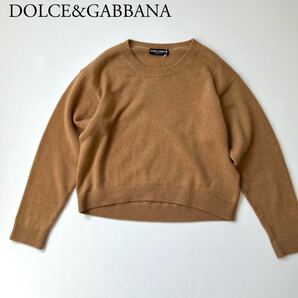 美品 DOLCE&GABBANA ドルチェアンドガッバーナ ニット セーター トップス カシミヤ キャメル 長袖 40 レディース
