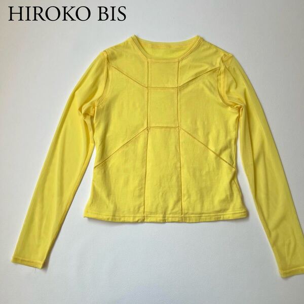 良品 HIROKO KOSHINO ヒロココシノ esseNtieL HIROKO BIS ヒロコビス ブラウス チュールカットソー 長袖 トップス イエロー 9 レディース