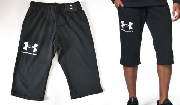 アンダーアーマー 新品!UAライバルテリー 3/4パンツ L黒 送料無料UNDER ARMOUR 7分丈パンツ