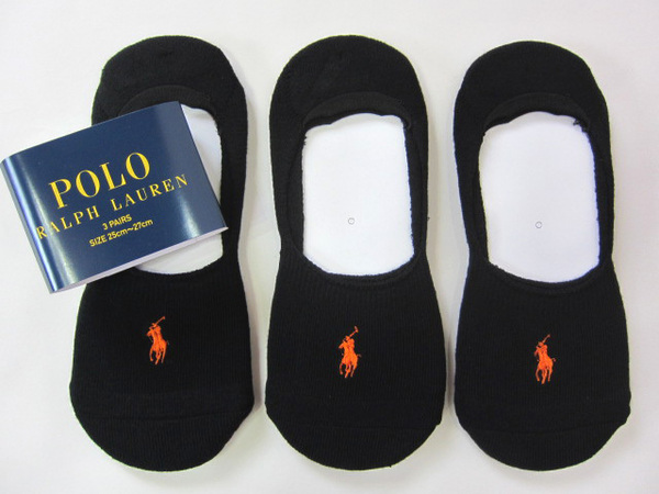 POLO ラルフローレン新品!3足セット マーク刺繍入りベリーショートソックス 25-27cm黒OR 送料無料 フットカバー ハーフパイル