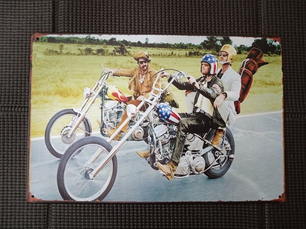 ■ブリキ看板 EASY RIDER イージーライダー 世田谷ベース サインプレート 映画 ピーターフォンダ ハーレーダビッドソン アメリカン雑貨