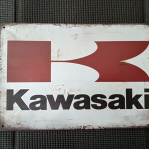 ■ブリキ看板 KAWASAKI カワサキ ガレージ メタルプレート レトロ アメリカンインテリア 世田谷ベース アメリカン雑貨