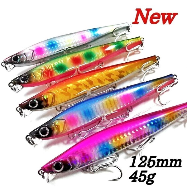 送料無料安心取引!新製品!極小リップ シンキングペンシル 125mm45g 5本セット シンペン ヘビーショット125風