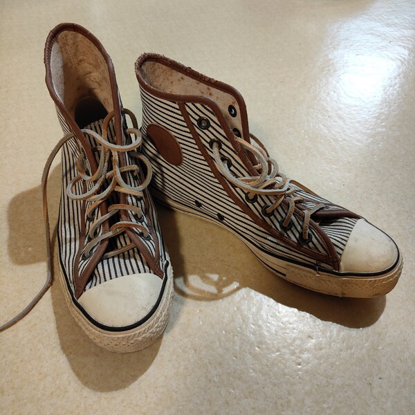 レア CONVERSE オールスター ストライプ ボーダー ハイカット VINTAGE コンバース ALL STAR 8 1/2 26.5cm