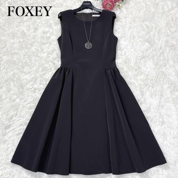 美品 フォクシー FOXEY NEW YORK ワンピース ギャザードレス 22年 現行 ブラウン 41673 38 S Aライン 美シルエット