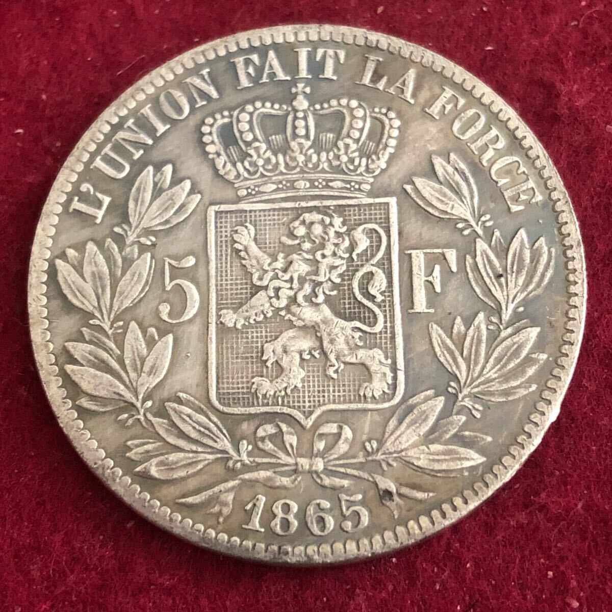 1875年 ベルギー 5フラン 銀貨 NGC MS62 レオポルド2世 上位11枚