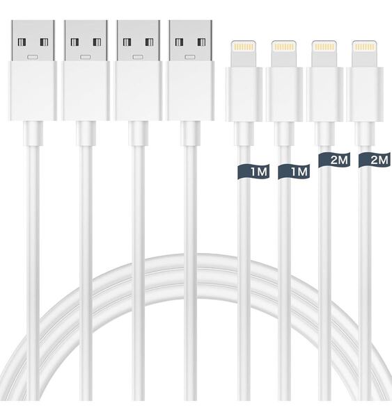 iPhone 充電ケーブル ライトニングケーブル【1M/2M 各2本 充電器 ケーブル 2.4A急速充電 USB 充電コード 高速データ転送 4本セット