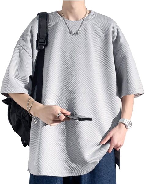 夏服 メンズ tシャツ メンズ 半袖 大きいサイズ 無地 五分袖 速乾性 柔らかい 服 メンズ 色: #89:グレー サイズ:XL