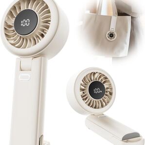 手持ち扇風機 軽量設計 Type-C充電式 携帯扇風機 バッテリー残量表示 LEDディスプレイ ストラップ付きカラビナ付き 手持ち/首掛け/卓上