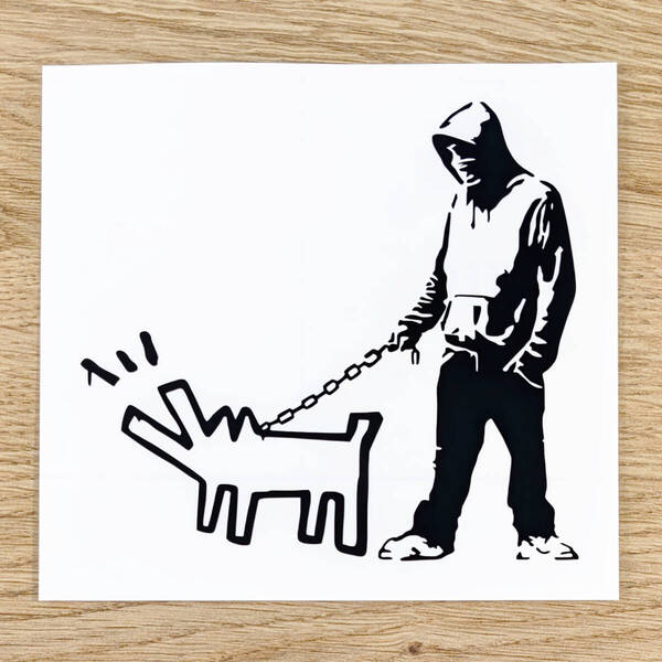 バンクシー#05 人 犬 散歩 カッティングステッカー ウォールステッカー 壁紙シール ストリートアート デカール アート