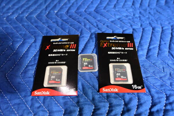 D90 最速SDカード SanDisk Extreme Ⅲ 30Mb/s SDHCカード CLASS6 4GB、8GB、16GB 3点セット SDSDX3- 004G 008G 016G -J31 MLC
