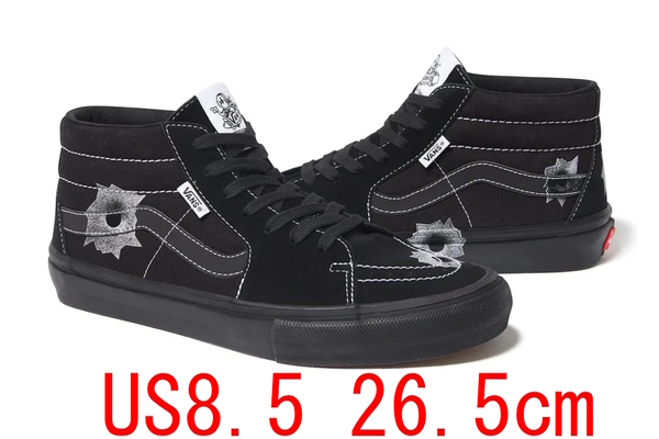 US8.5 26.5cm 新品 Supreme Vans Nate Lowman Skate Grosso Mid ブラック Black 黒 シュプリーム バンズ ヴァンズ ネイト・ローマン