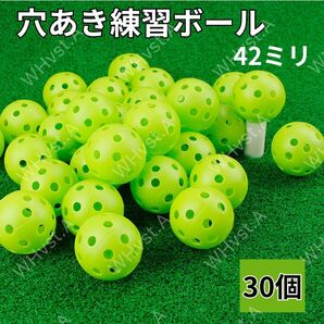 42mm 30個 穴あきボール 野球 ゴルフ 練習用 プラスチック 室内練習 軽量 屋内外可能