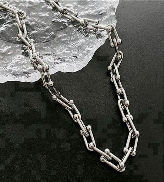 アンカーチェーン シルバーネックレス U字チェーン ハードウェア Silver 高品質 ステンレス 可愛い 人気