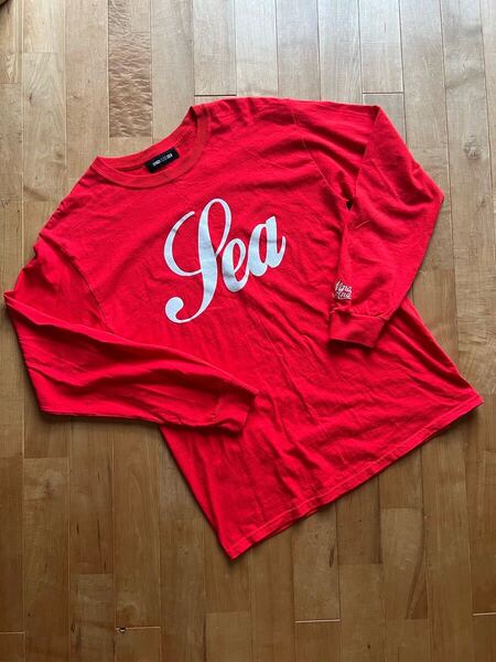 WIND AND SEA ウィンダンシー ロングスリーブTシャツ サイズM レッド 筆記体ロゴ LONG SLEEVE TEE