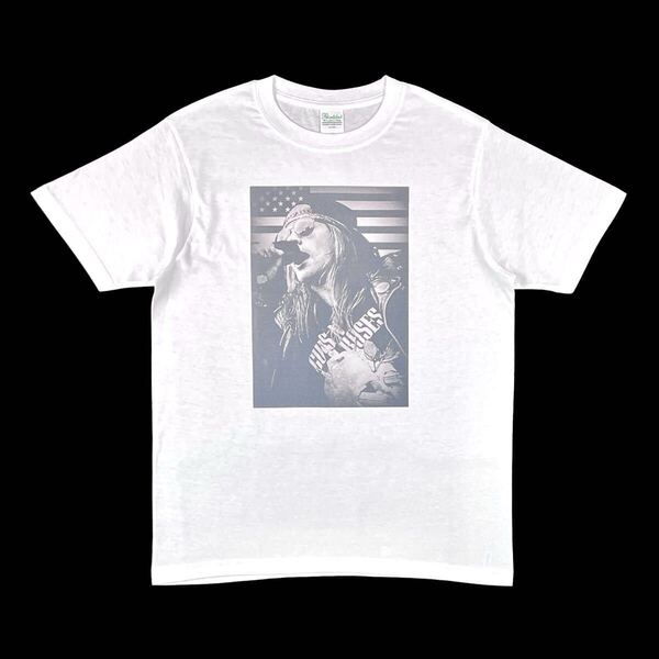 新品 Guns N' Roses ガンズアンドローゼス ヴォーカリスト アクセルローズ 星条旗 80s ハードロックバンド Tシャツ オーバーサイズ XL(LL)