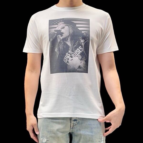 新品 Guns N' Roses ガンズアンドローゼス ヴォーカリスト アクセルローズ 星条旗 80s ハードロックバンド Tシャツ ユニセックス Mサイズ