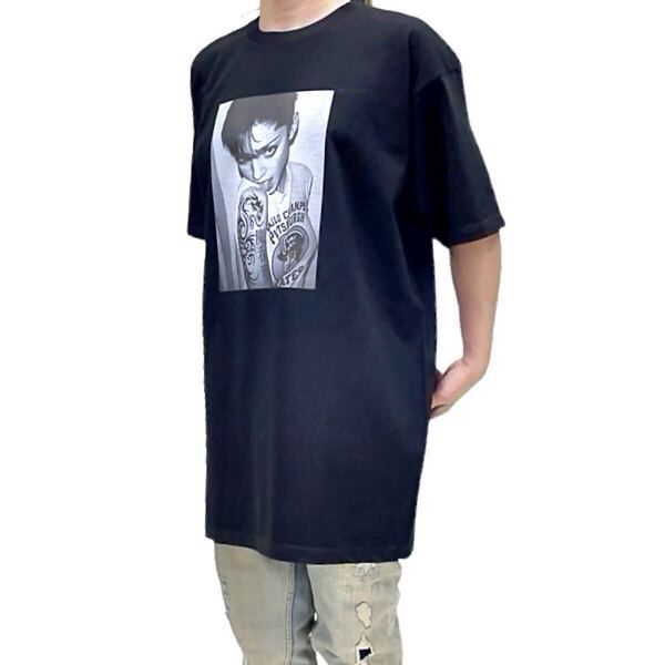 新品 マドンナ ベロ出し 魔呑那 当て字 漢字 アジアン トライバル 龍 ドラゴンタトゥー コラージュ ビッグ Tシャツ オーバーサイズ XXL(3L)