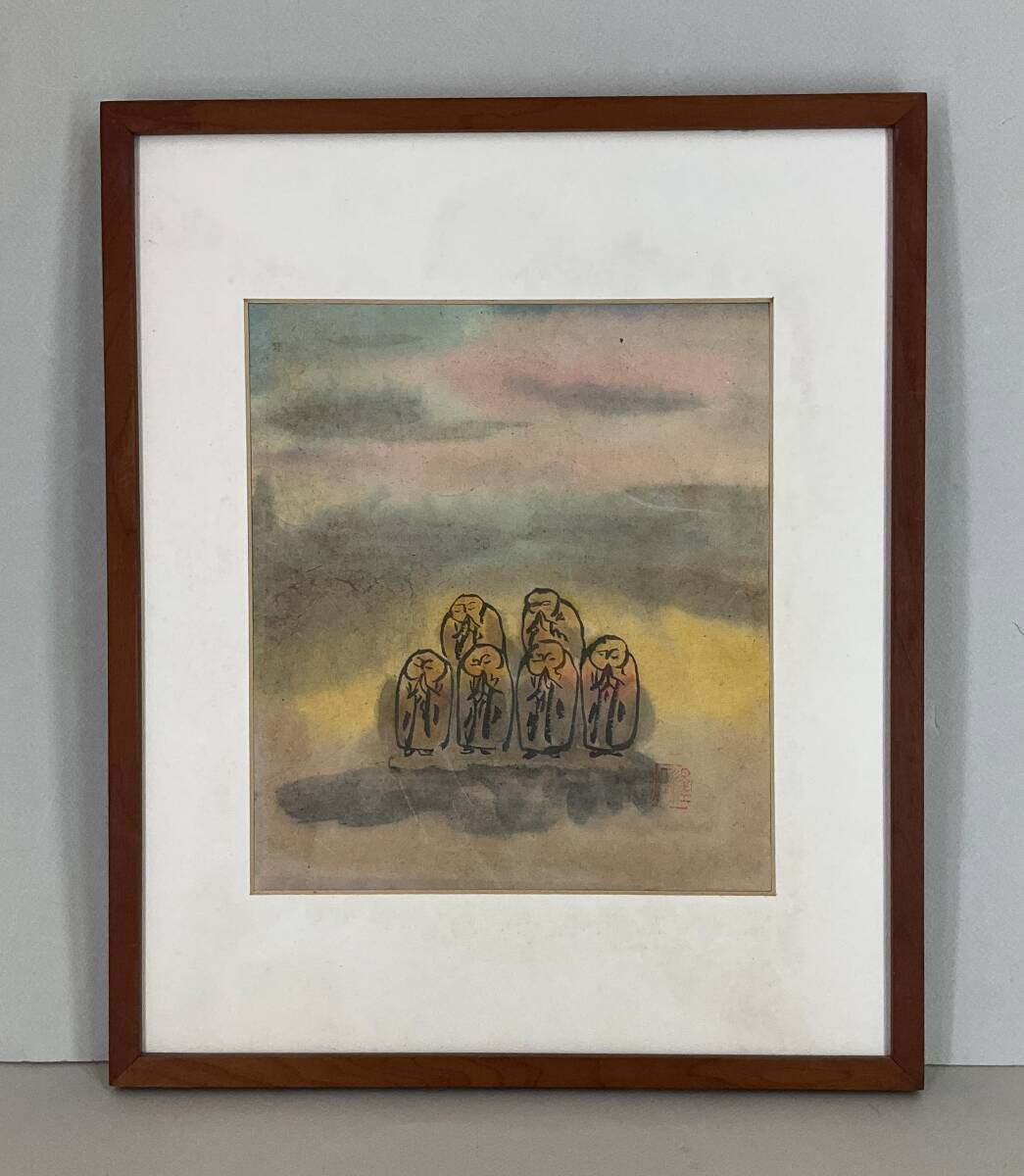 真作】絵画 作者不詳 印章有 水墨画12号 冬の山 逸品 箱入 R115