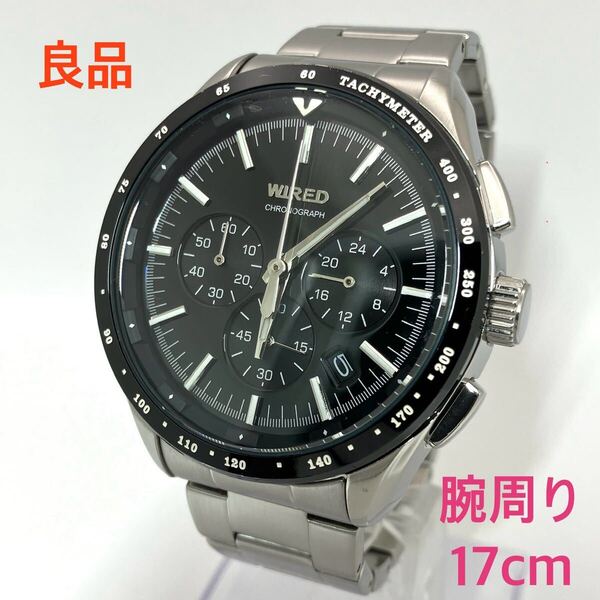 良品☆電池新品☆送料込☆セイコー SEIKO ワイアード WIRED クロノグラフ腕時計 黒 ブラック 人気モデル VK63-K006 AGAW401