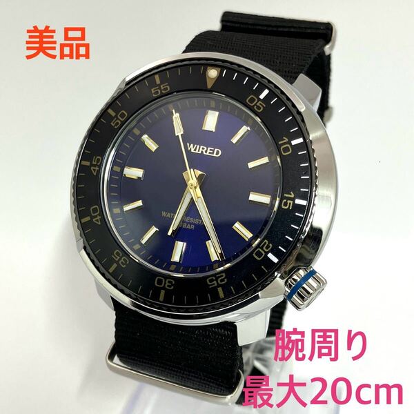 美品☆電池新品☆送料込☆セイコー SEIKO ワイアード WIRED メンズ腕時計 SOLIDITY 逆回転防止ベゼル ツナ缶 VH31-KBC0 AGAJ407