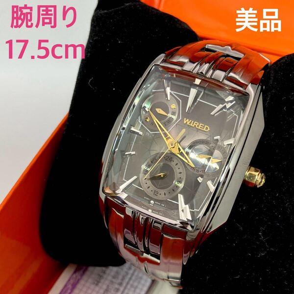 美品☆電池新品☆送料込☆セイコー SEIKO ワイアード WIRED レトログラード メンズ腕時計 シルバー デルタモデル 5Y67-0AL0 AGAE011