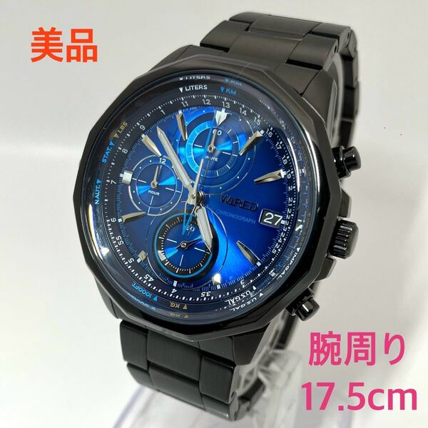 美品☆電池新品☆送料込☆セイコー SEIKO ワイアード WIRED クロノグラフ スモセコ メンズ腕時計 ザ・ブルー VK67-K090 AGAW421
