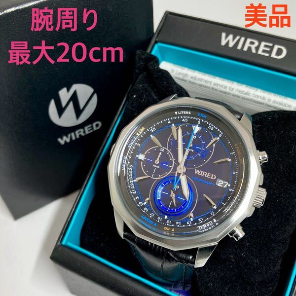美品☆電池新品☆送料込☆セイコー SEIKO ワイアード WIRED クロノグラフ スモセコ メンズ腕時計 ザ・ブルー VK67-K090 AGAW422 バンド新品