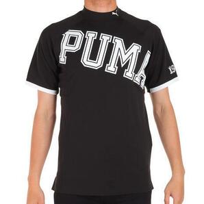 新品♪PUMA-GOLF≪プーマ≫♪ゴルフウェア 半袖シャツ メンズ 接触冷感 ビッグ ロゴ 半袖 モックネック シャツ♪ブラック♪サイズL♪