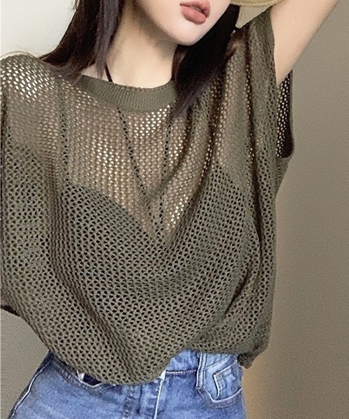 新品・未使用♪SEN TOKYO≪セントーキョー≫♪程よい抜け感。軽量メッシュニットTシャツ レディース♪フリーサイズ♪3850円♪