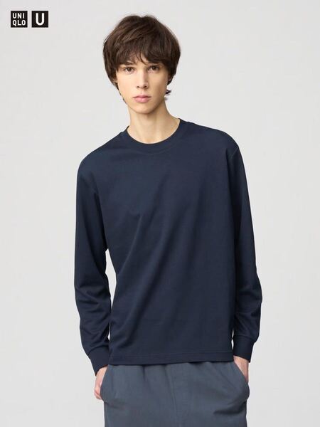 美品 ユニクロU エアリズムコットンクルーネックTシャツ 3XL ネイビー