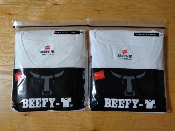 ビーフィー 2枚組 白ホワイト メンズ ユニセックス Tシャツ 半袖 XXXL ヘインズ クルーネック Hanes 無地
