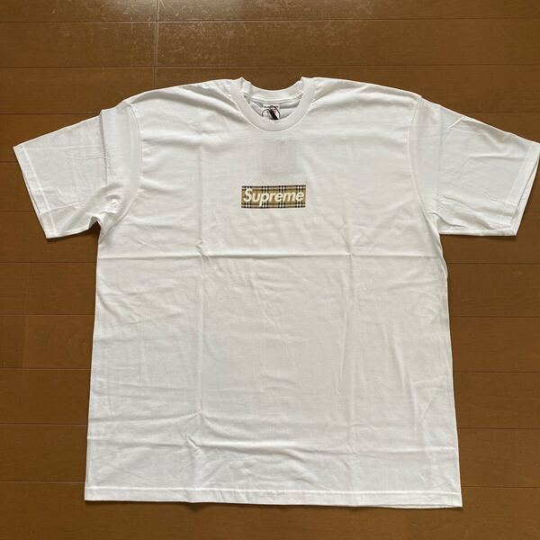XXL 22SS Supreme BURBERRY シュプリーム バーバリー Burberry Box Logo Tee ボックスロゴ 半袖Tシャツ WHITE ホワイト USA製 国内正規品