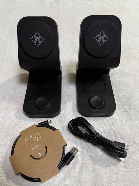 ☆magsafe対応 ワイヤレス充電器 3-in-1 iPhone/Apple Watch/Airpodsなど 2個セット