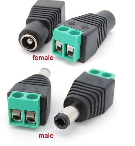 送料無料 メス + オス 2個セット 5.5mm x 2.1mm DC電源プラグ 12V電源コネクタ DCジャック アダプター DCプラグ コネクター
