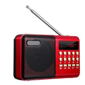 送料無料 未使用品 KK-62 小型ポータブル ワイドFMラジオ 出力:3W USB充電式 バッテリー3.7V / 1200mAH レッド
