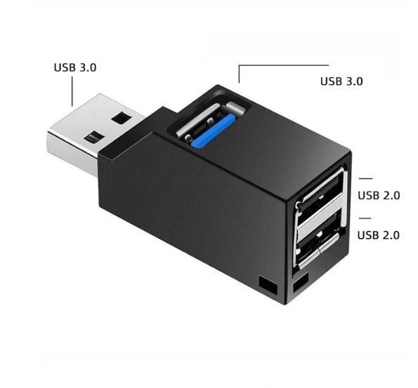 送料無料 未使用品 USBハブ 3ポート USB3.0+USB2.0 超小型 バスパワー USBポート 拡張 高速 軽量 コンパクト 携帯便利 ブラック