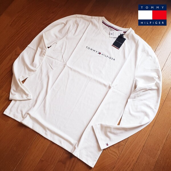 【新品】TOMMY HILFIGER Lサイズ フラッグロゴ ロンT オフホワイト系 ロングスリーブTシャツ トミーヒルフィガー 春夏 薄手
