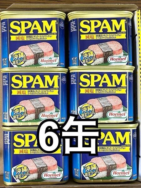 沖縄限定ラベル! スパムポーク【減塩】6缶 ポークランチョンミート