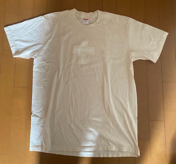 即決 SUPREME cross box logo Tee natural Lサイズ 美中古品 シュプリーム クロス ボックス ロゴ Tシャツ ナチュラル large クリーム