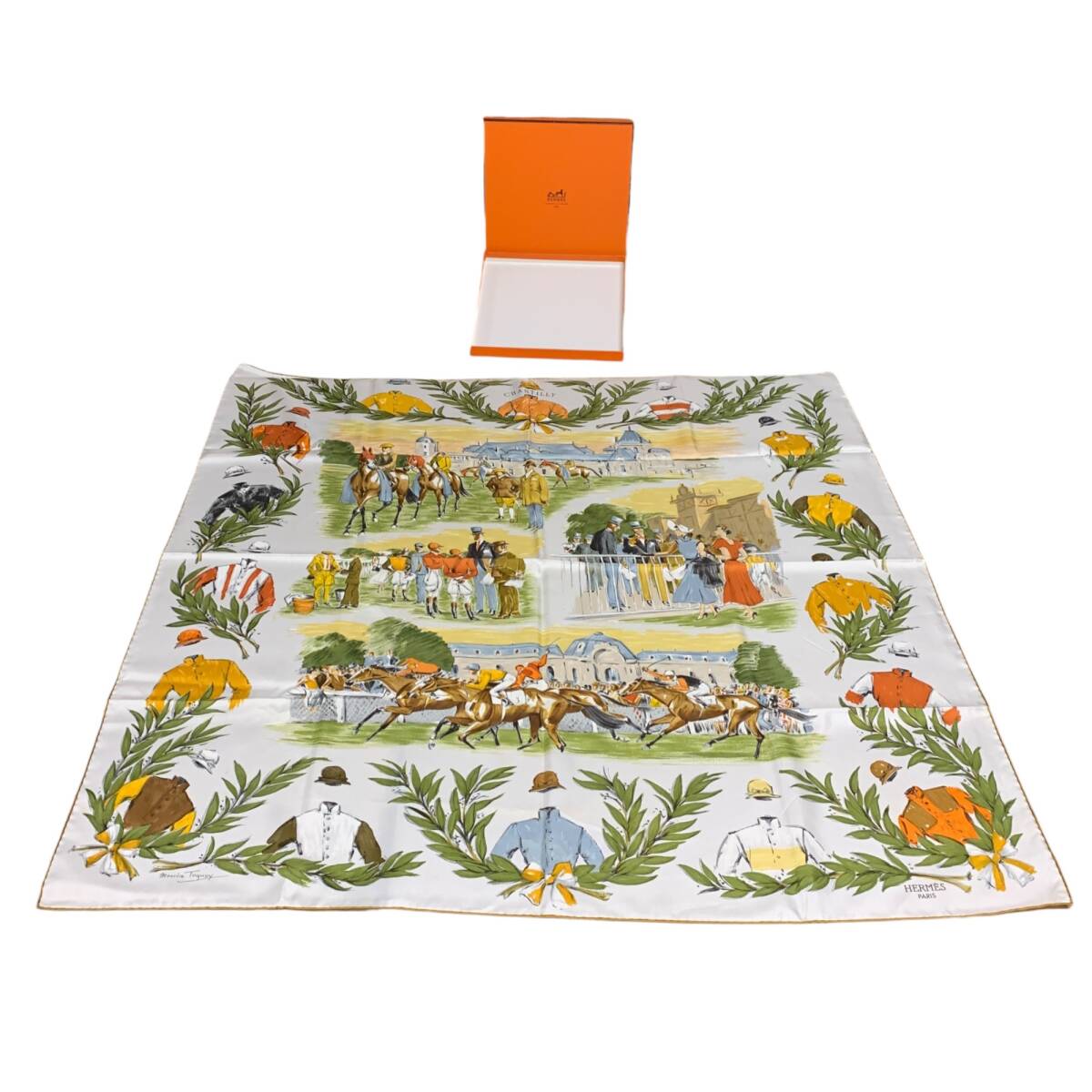 新品未使用 HERMÈS カレ 90 シャンティイ競馬場 Yahoo!オークション -「競馬」(スカーフ) (服飾小物)の落札相場