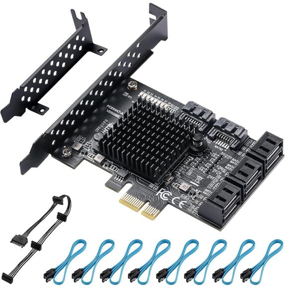 SATA 3.0コントローラ拡張カード-8ポートPCIe SATAカードPCIe X1 3.0 Gen3 6Gbps PCパーツ Windows 10/8/Ubuntu用 ASM1064 JMB575