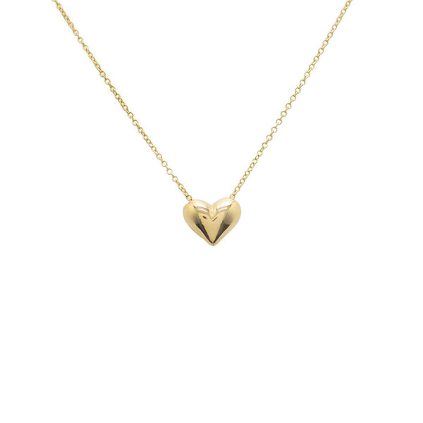 中古 美品 TIFFANY&Co. ティファニー 新品仕上げ済 K18YG ピンチ ド ハート ネックレス ペンダント ジュエリー イエローゴールドネックレス