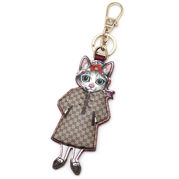 中古 美品 ほぼ未使用 グッチ GUCCI バッグチャーム 日本限定 ヒグチユウコ 猫 ボー チャーム 844246 ボー&ボリス イタリア製