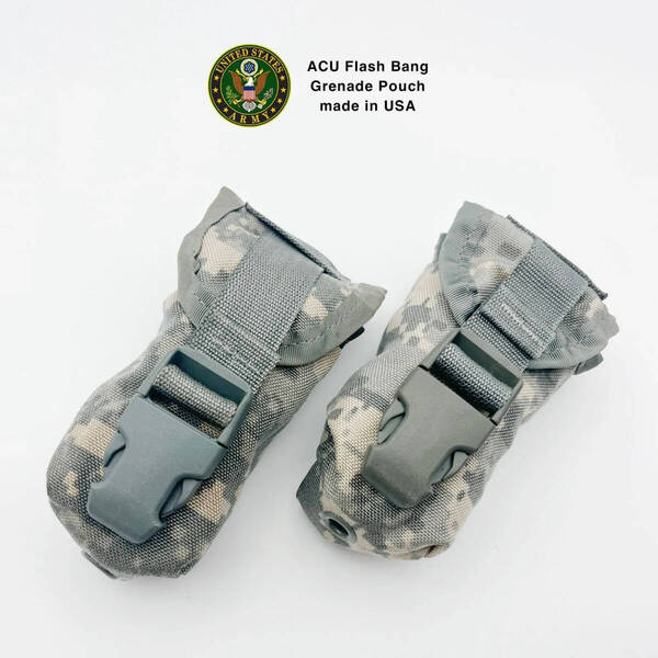 【2個セット】 アメリカ軍 ACU デジタルカモ 55ANL フラッシュバング グレネードポーチ×2 デッドストック ACU Flash Bang Grenade Pouch